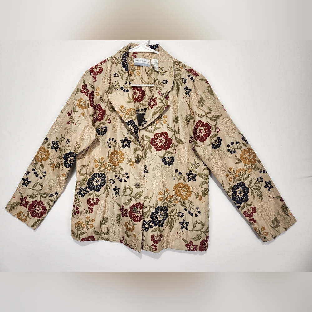 Alfred Dunner Women's Jacket Gold/ Multicolor Flowers Size 12P